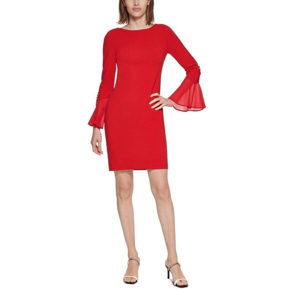 Calvin Klein Dresses & Skirts - Calvin Klein Womens Plus Pintuck Knee-Length Sheath Dress‎ size 10P